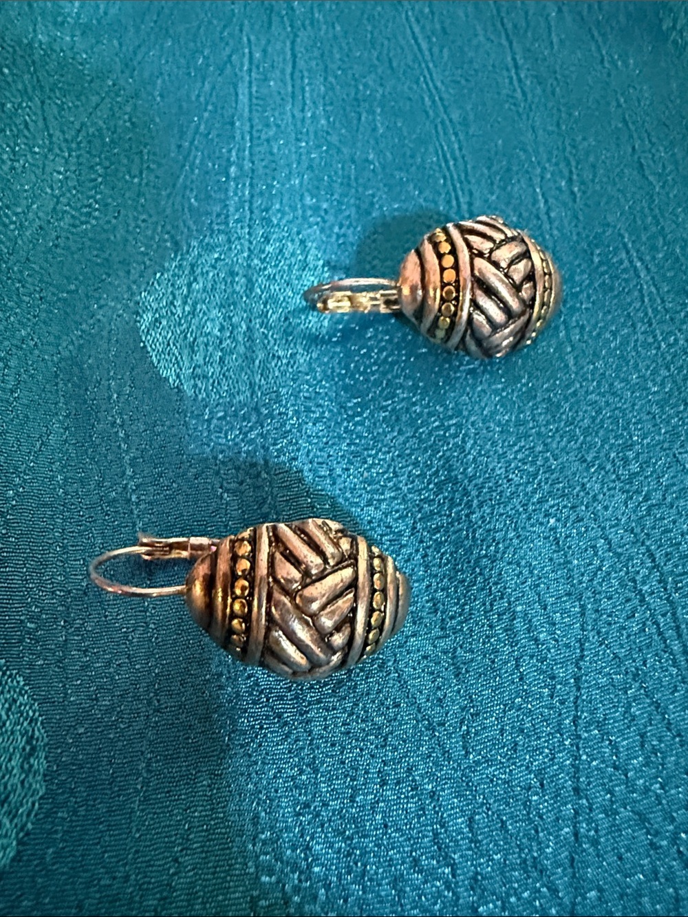 Artisan Silver-Tone Beaded Drop Earrings - Two-Tone Detail